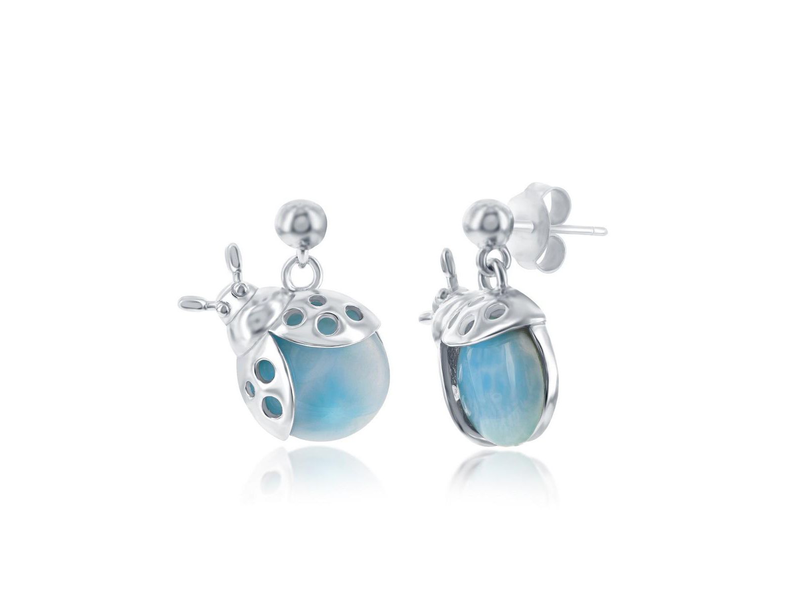 Серьги Caribbean Treasures Sterling Silver Larimar Lady Bug