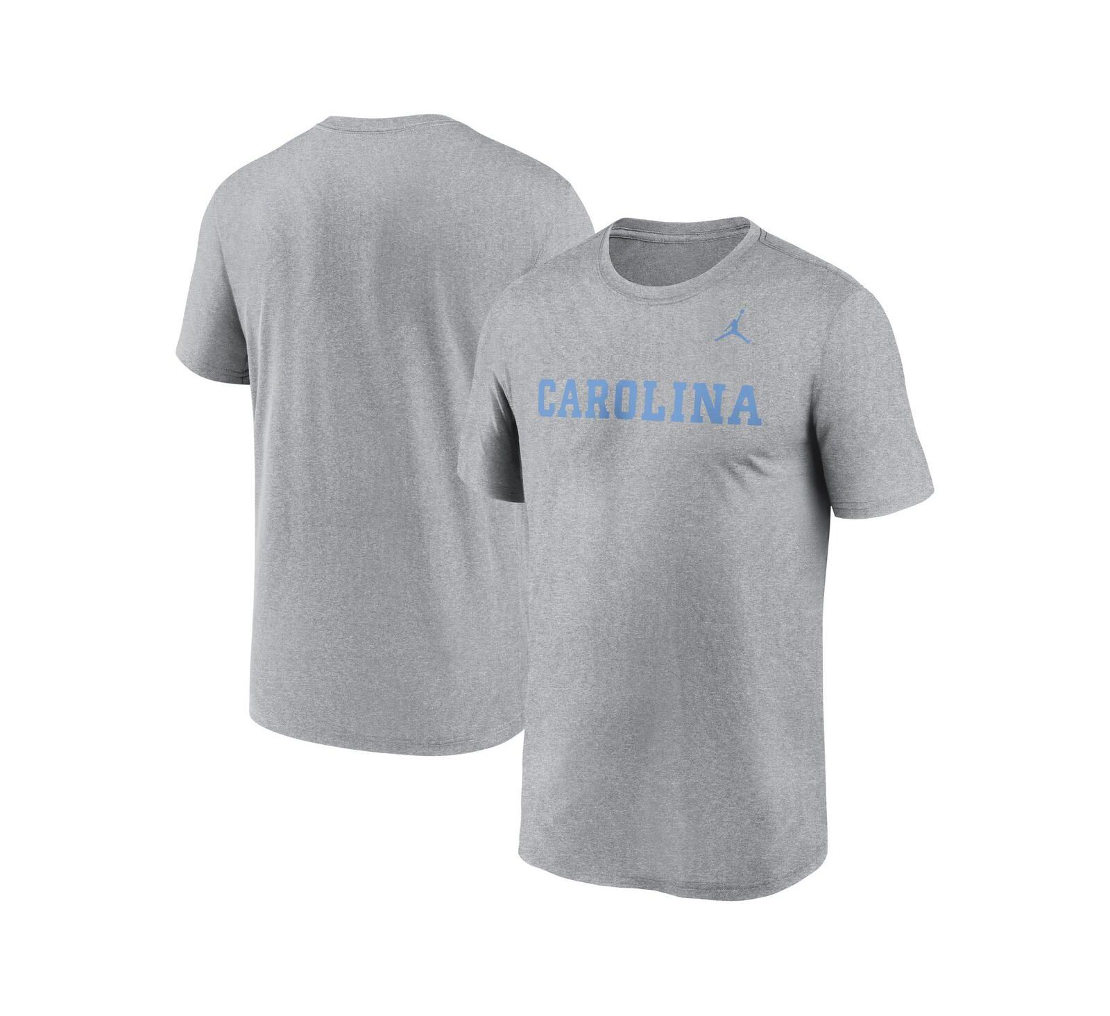 Футболка Jordan Men's Heather Gray North Carolina Tar Heels Primetime Legend Wordmark