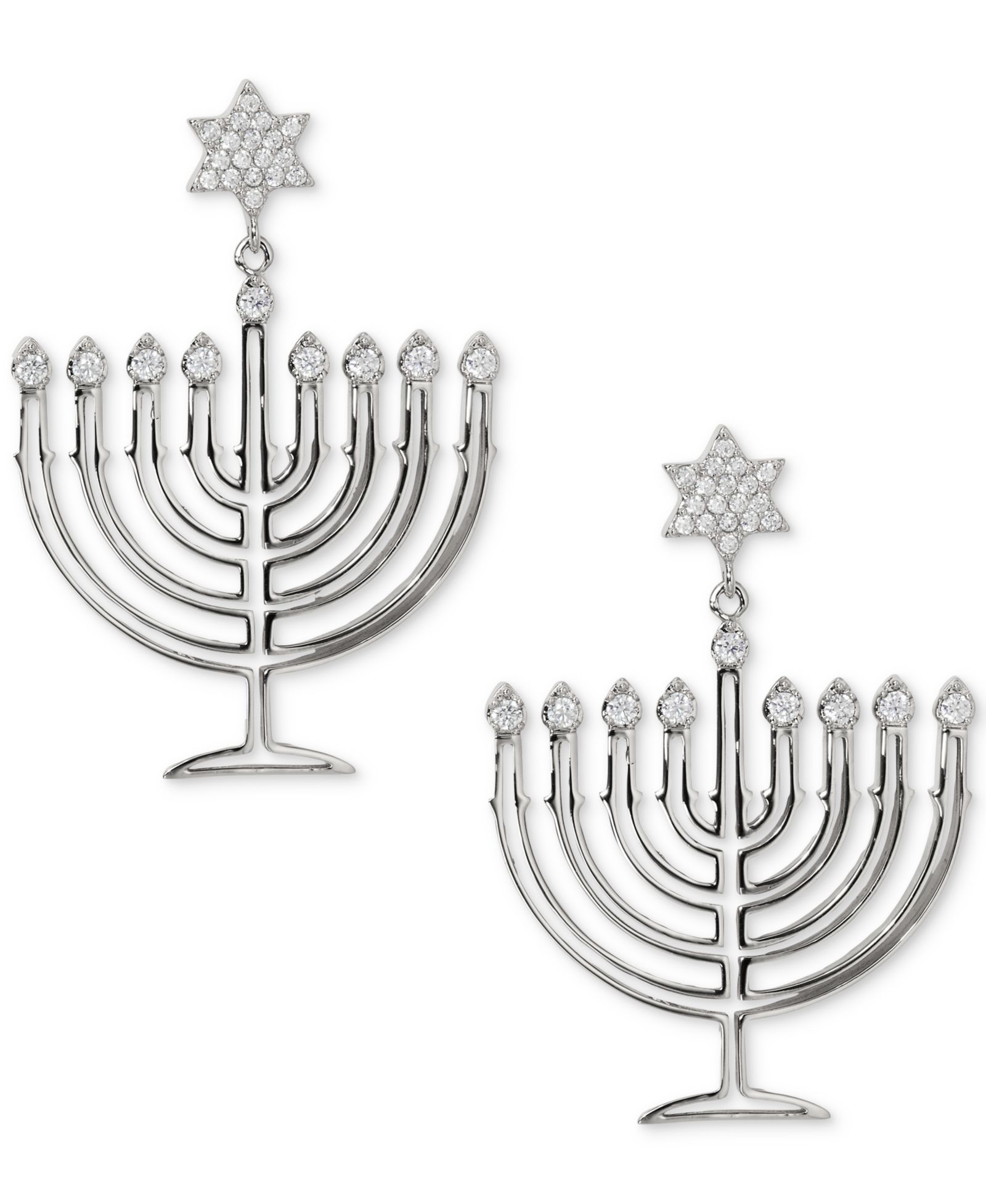 Серьги-подвески AJOA Gold-Tone Cubic Zirconia Polished Menorah Chandelier Drop Earrings