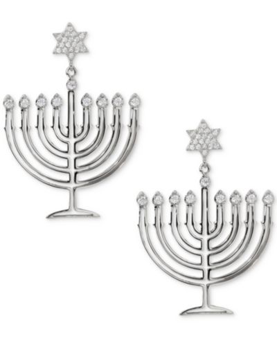Серьги-подвески AJOA Gold-Tone Cubic Zirconia Polished Menorah Chandelier Drop Earrings