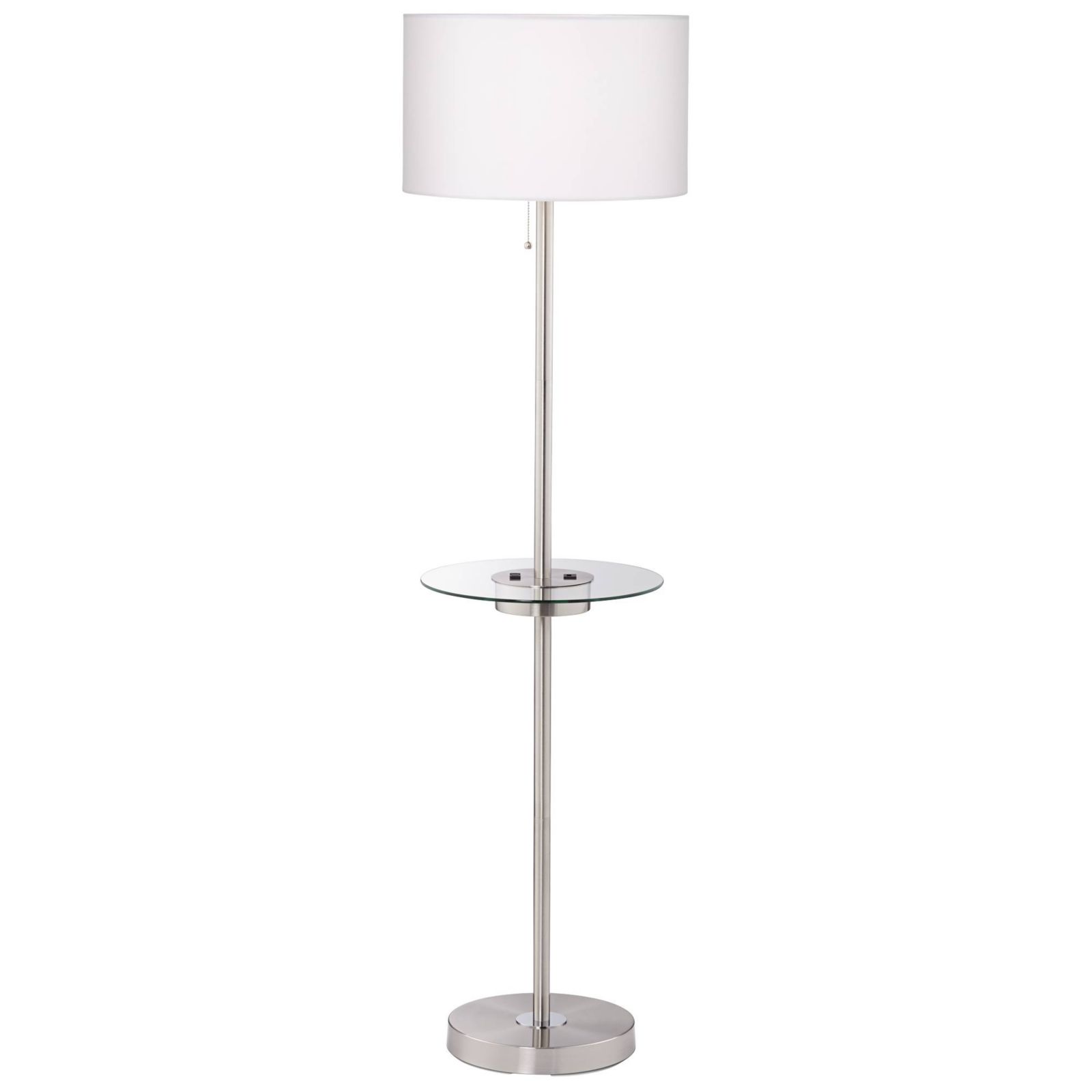 Современный напольный торшер 360 Lighting Caper с журнальным столиком, USB и розеткой AC, тканевый абажур