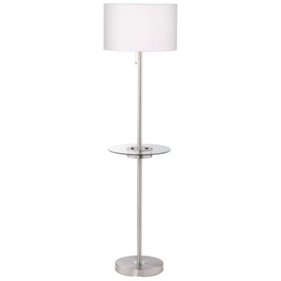 Современный напольный торшер 360 Lighting Caper с журнальным столиком, USB и розеткой AC, тканевый абажур