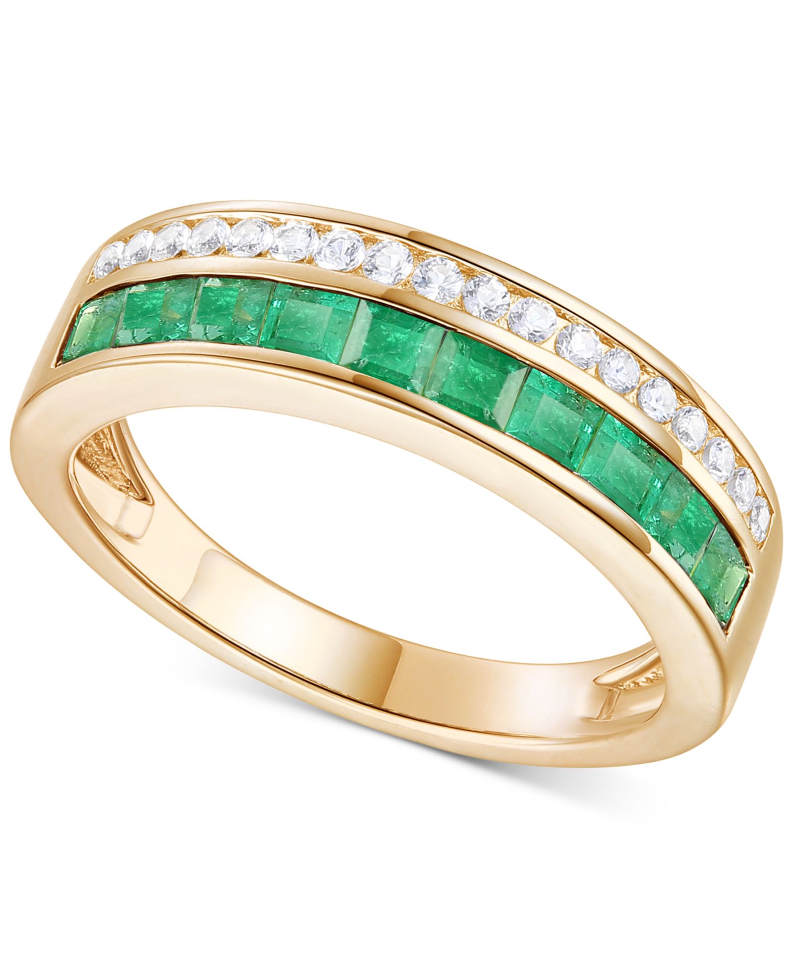 Двойное кольцо с изумрудом (7/8 ct. t.w.) и бриллиантом (1/5 ct. t.w.) в 14k Gold