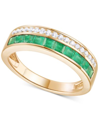 Двойное кольцо с изумрудом (7/8 ct. t.w.) и бриллиантом (1/5 ct. t.w.) в 14k Gold