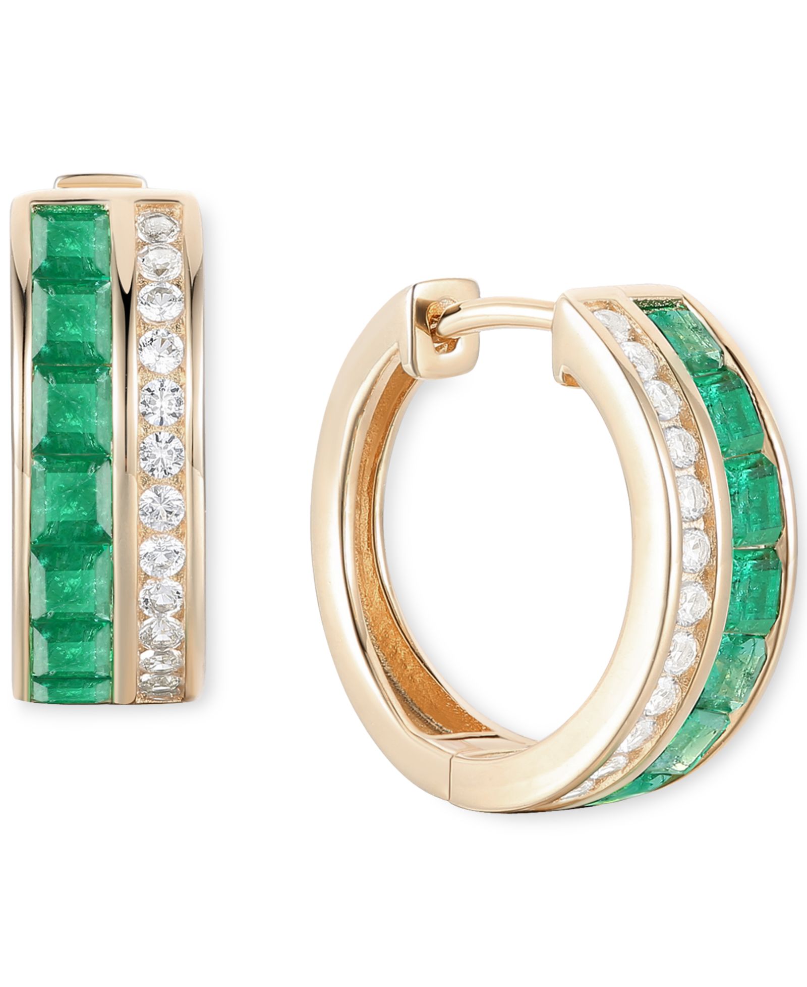 Ruby (1-5/8 ct. t.w.) & Diamond (1/4 ct. t.w.) Small Hoop Earrings in 14k Gold, 0.5 (Also available in Emerald & Sapphire)