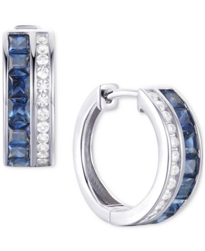 Серьги-кольца с рубином (1-5/8 ct. t.w.) и бриллиантом (1/4 ct. t.w.) в 14k золоте