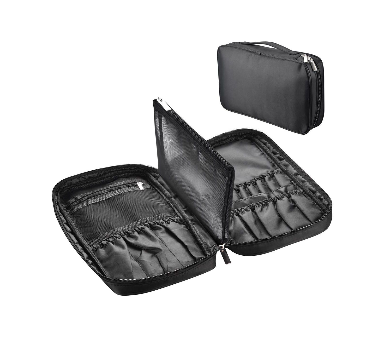 Byootique Portable Multi Brush Holder Makeup Bag Cosmetic Organizer Polyester Storage Travel Case with Belt Strap (Only Bag)
