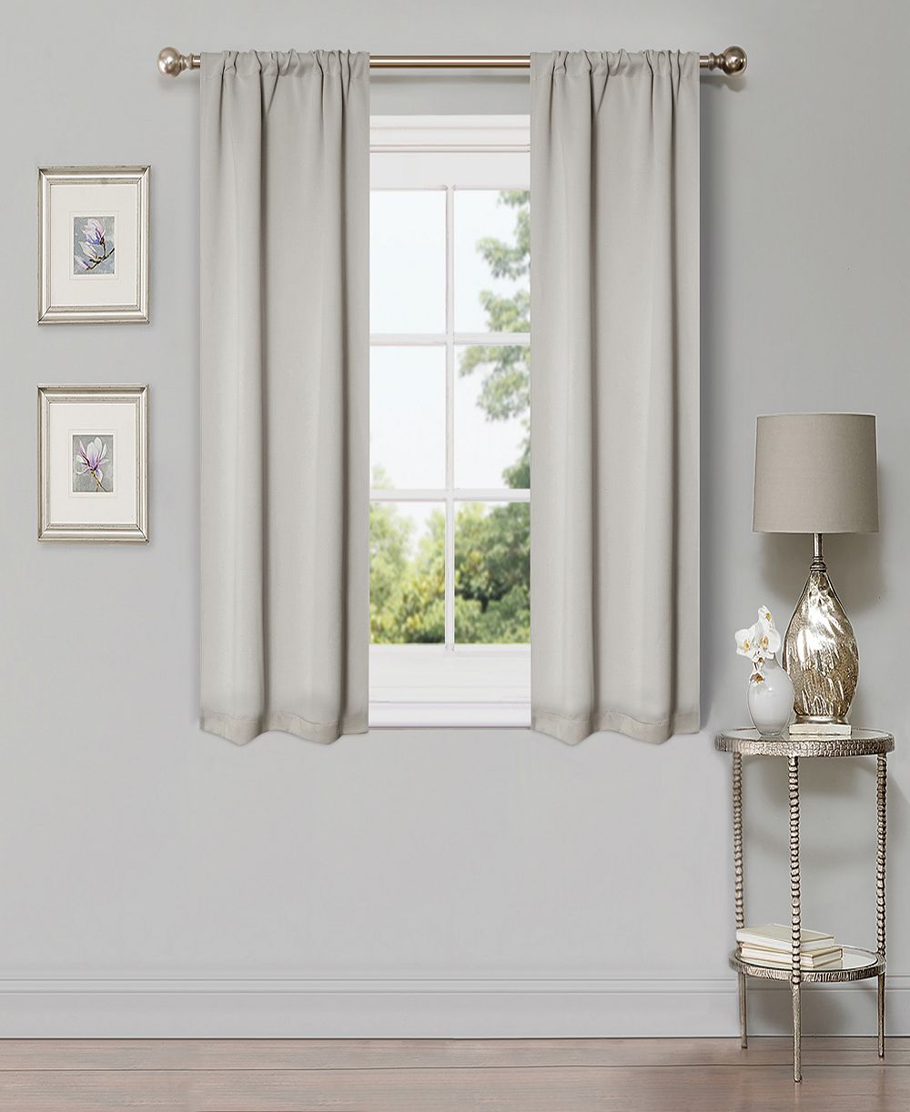 Superior Solid Polyester Room Darkening Rod Pocket Curtain Panels, Set of 2