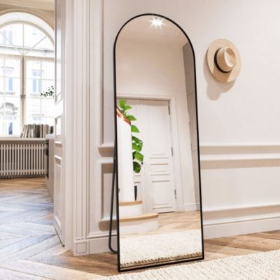 Напольное арочное зеркало в полный рост 21" x 64", черное, HOMLUX: отдельно стоящая конструкция, металлическая рама