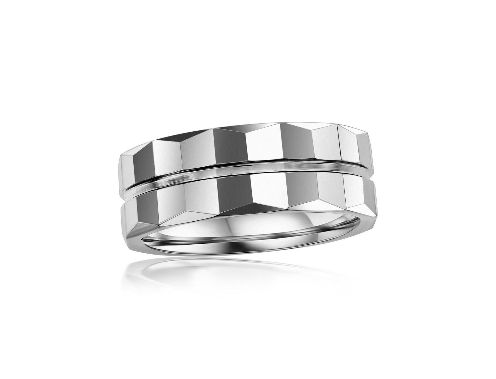 Кольцо Metallo High Polished Lined Faceted Tungsten Ring