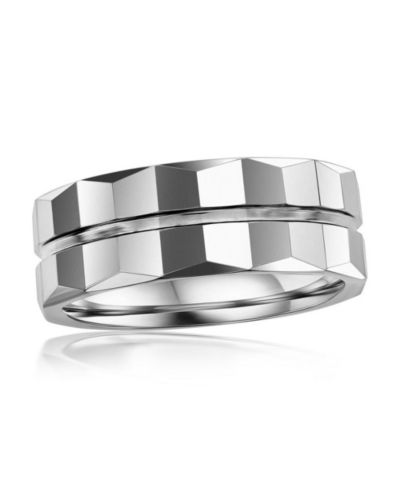 Кольцо Metallo High Polished Lined Faceted Tungsten Ring
