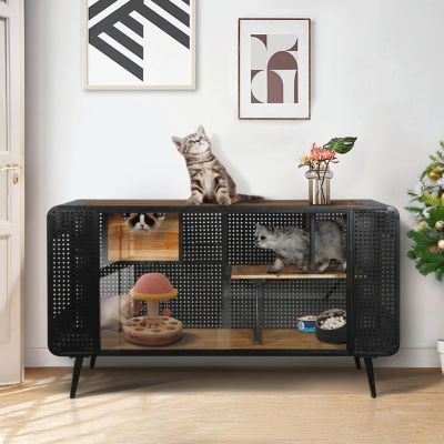 Streamdale Spacious Cat House with Tempered Glass (55''W)