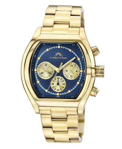 Мужские часы Porsamo Bleu Roman Chronograph, золотистая нержавеющая сталь, синий циферблат, 42 mm
