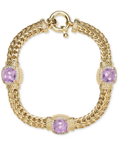 Macy's Браслет с аметистом (4-1/2 ct. t.w.) и белым топазом (7/8 ct. t.w.) из позолоченного стерлингового серебра
