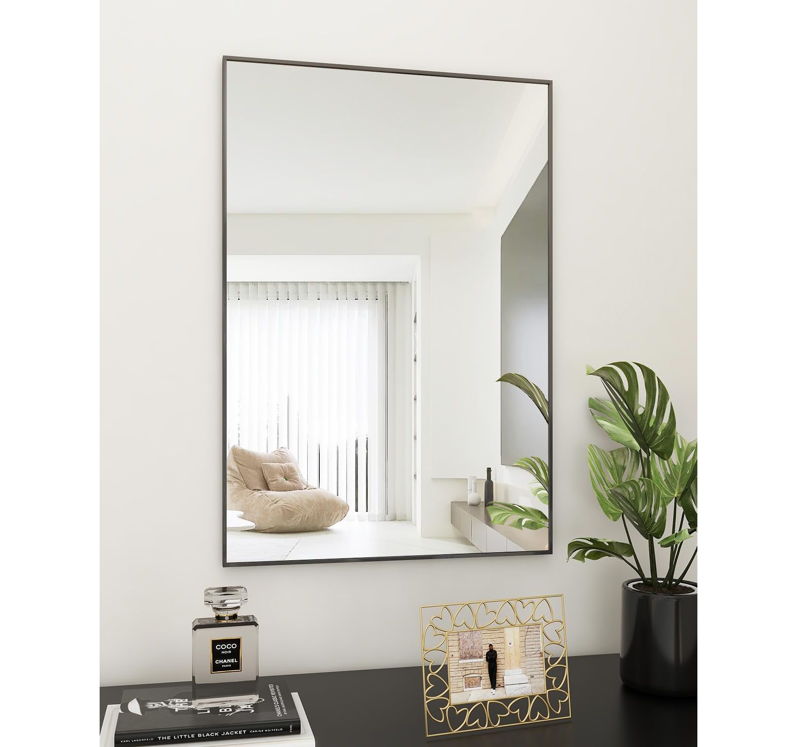 Rectangular Wall Mounted Mirror 20"x28" in Black