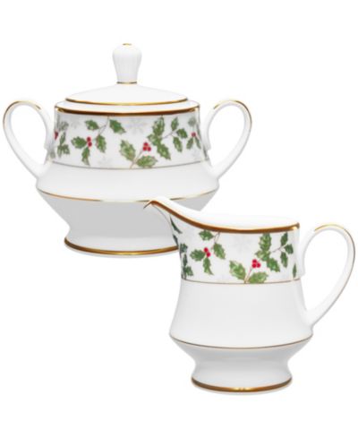 Noritake Holly & Berry Gold Sugar & Creamer Set