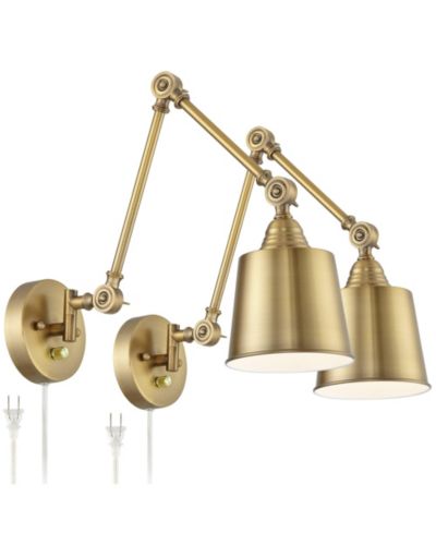 Настенные лампы 360 Lighting Mendes Modern Swing Arm, комплект из 2 шт, золото