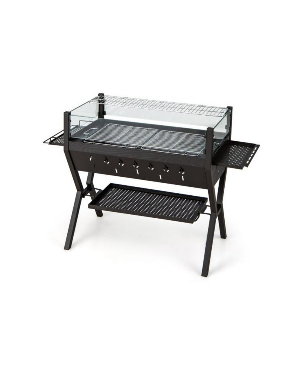 Barbecue Charcoal Grills with Wind Guard Seasoning Racks-Black