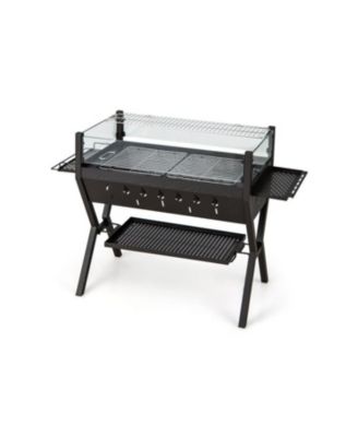 Barbecue Charcoal Grills with Wind Guard Seasoning Racks-Black
