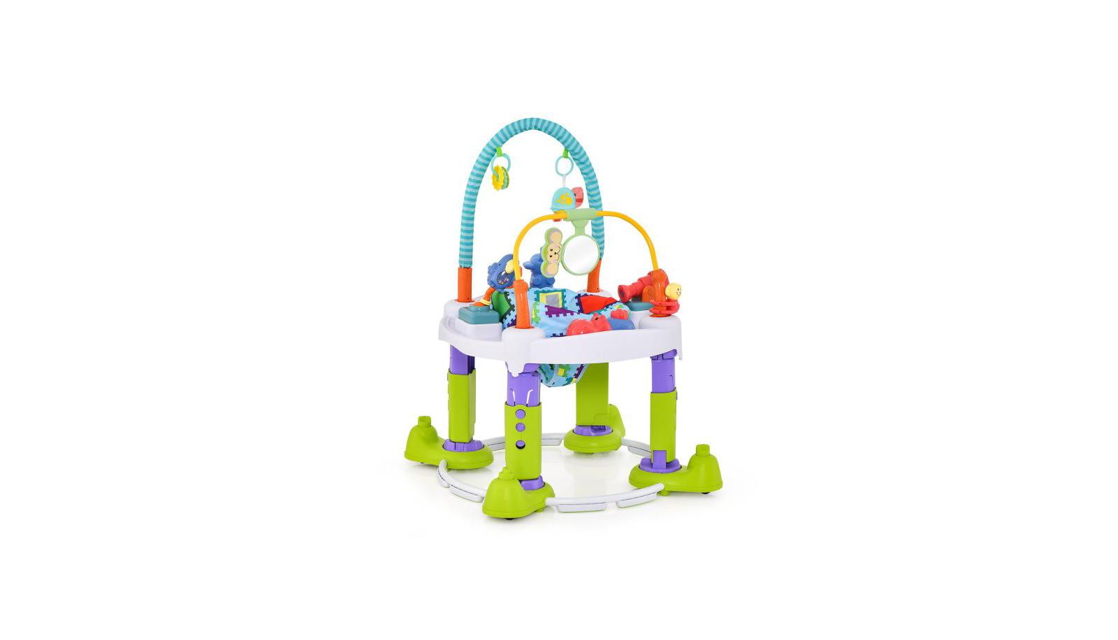 Slickblue Kids 4-in-1 Baby Bouncer Activity Center with 3 Adjustable Heights-Green