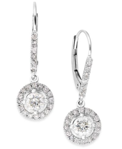 Бриллиантовые серьги-подвески из белого золота 14k (1 ct. t.w.)
