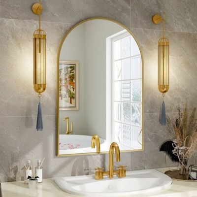 Зеркало на камин HOMLUX Arched Mantle 24" x 36", Gold-HOMLUX Metal Frame