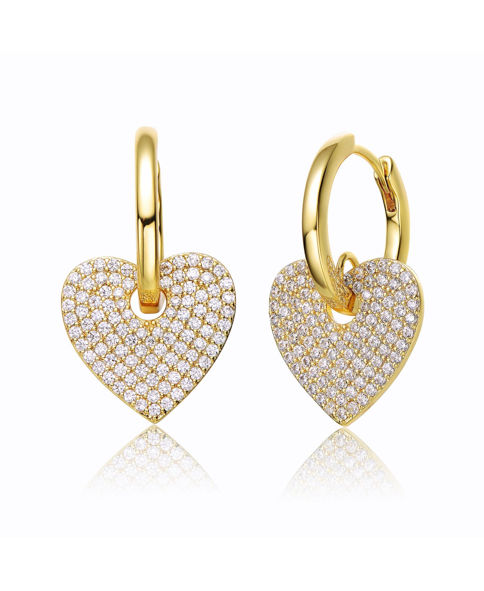 GiGiGirl Серьги-кольцо с подвесками в форме сердца 14k Gold Plated с Cubic Zirconia
