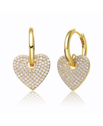 GiGiGirl Серьги-кольцо с подвесками в форме сердца 14k Gold Plated с Cubic Zirconia
