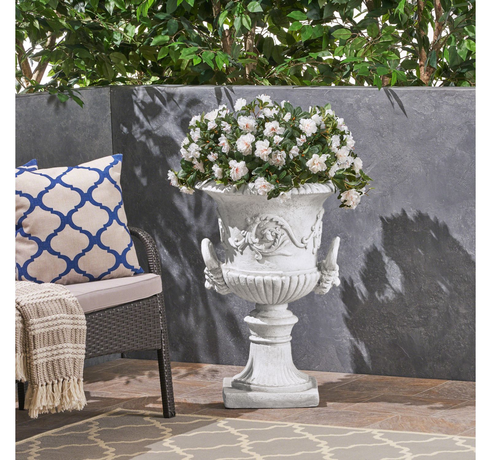 Streamdale Elegant Faux-Stone Square Planter with Drainage Hole and Stopper