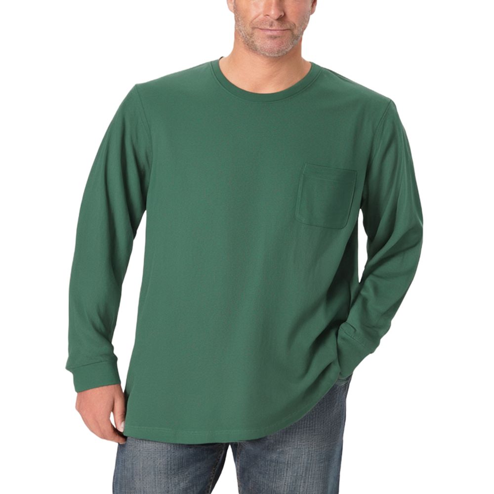 KingSize Men's Big & Tall Shrink-Less Lightweight Longer-Length Long-Sleeve Crewneck Pocket Tee