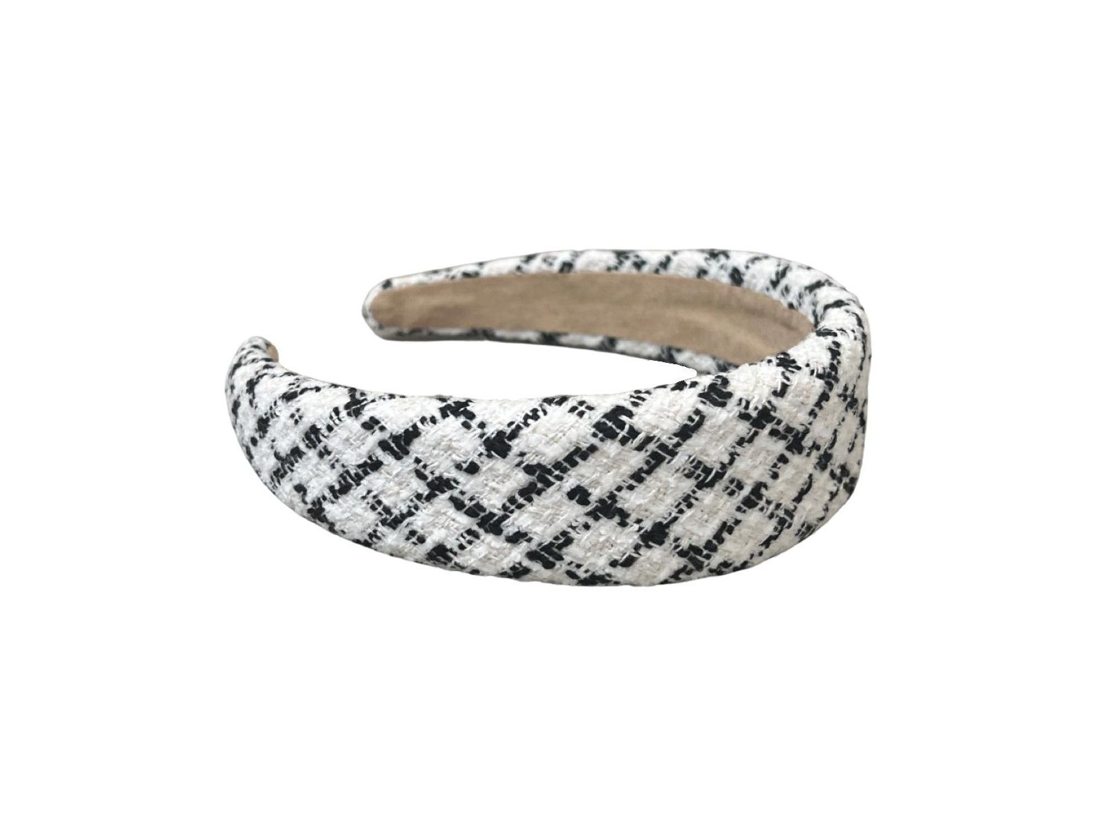 Padded Headband - White Plaid