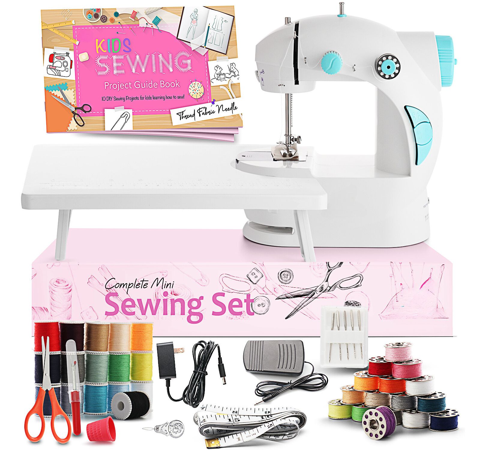 Clara Clark Mini Portable Sewing Machine & Complete Supplies Kit for Beginners and Kids - 48 Piece