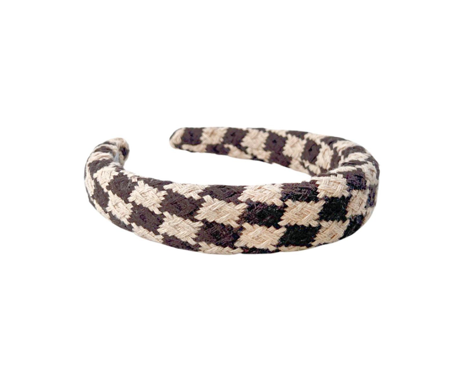 Padded Headband - Brown Checkered
