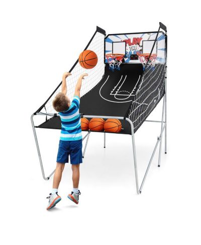 Slickblue Foldable Dual Shot Basketball Arcade Game with Electronic Scoring System