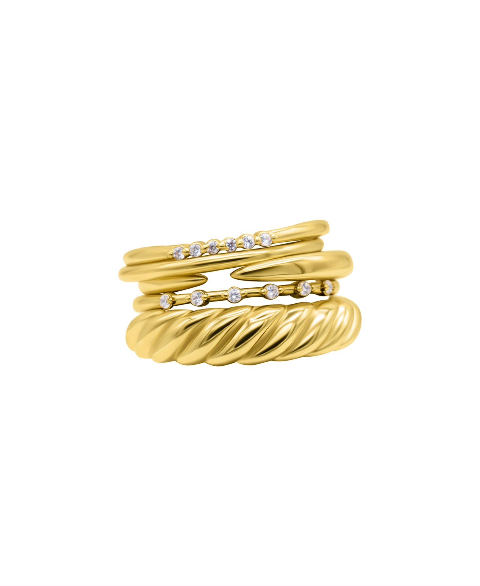 ADORNIA Gold Set of 5 Stacking Bands