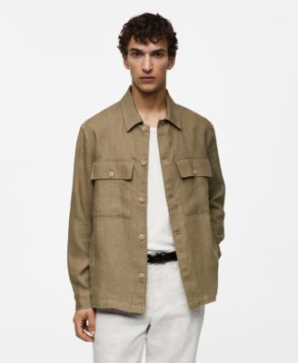 Мужская рубашка MANGO Linen с деталями из карманов