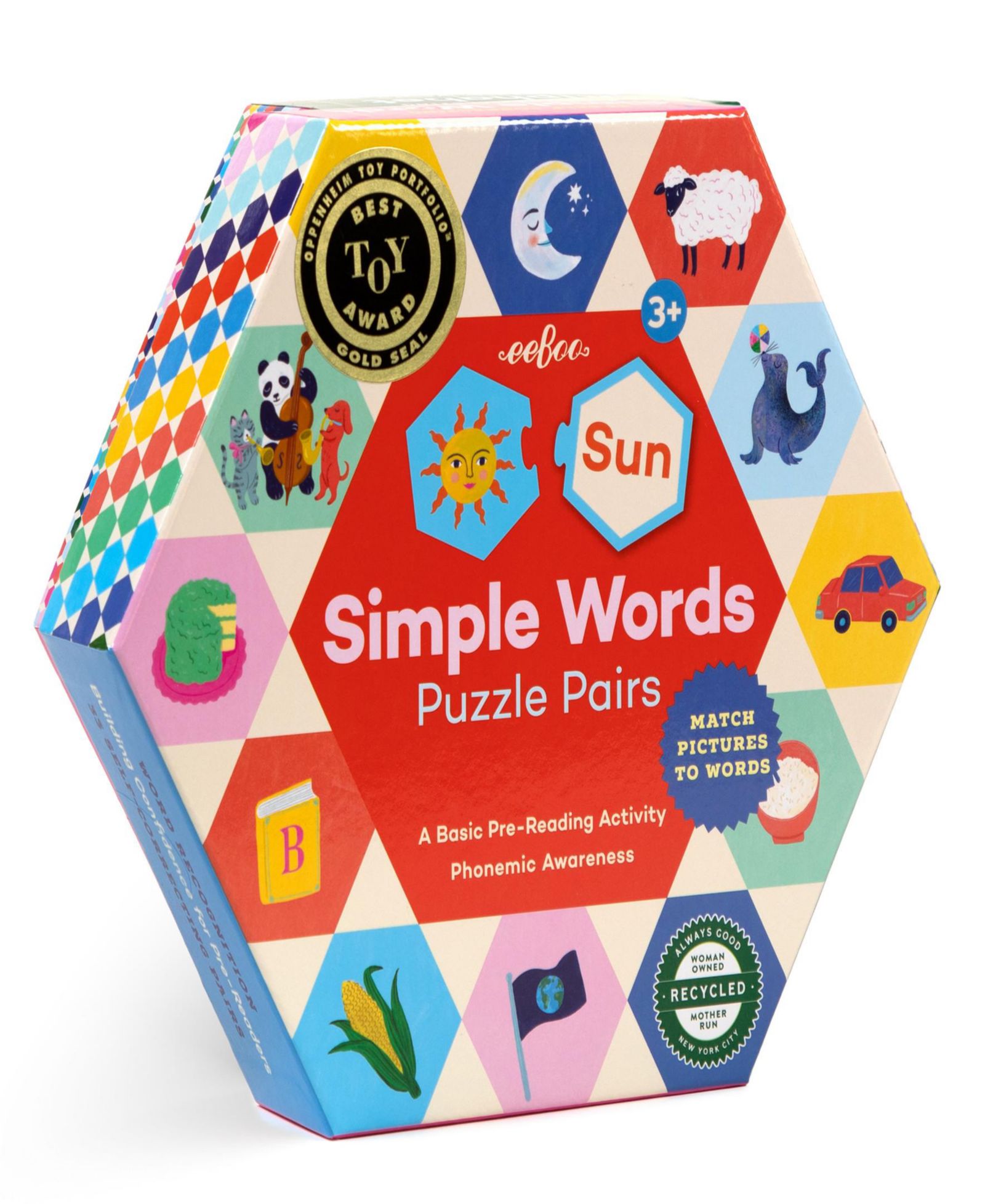 Eeboo Hexagon Puzzle Pairs - Simple Words