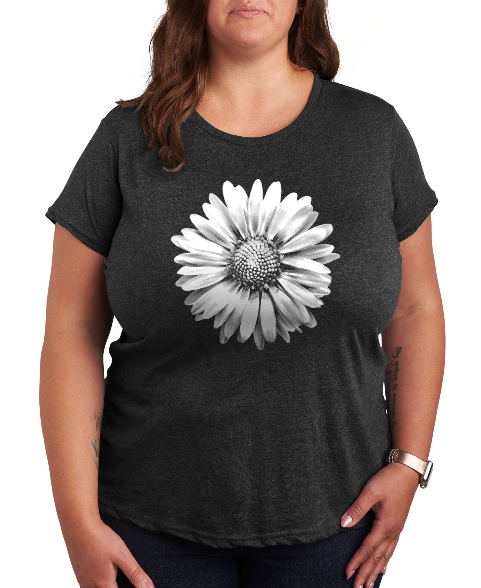 Hybrid Apparel белая футболка с принтивом Daisy Plus Size
