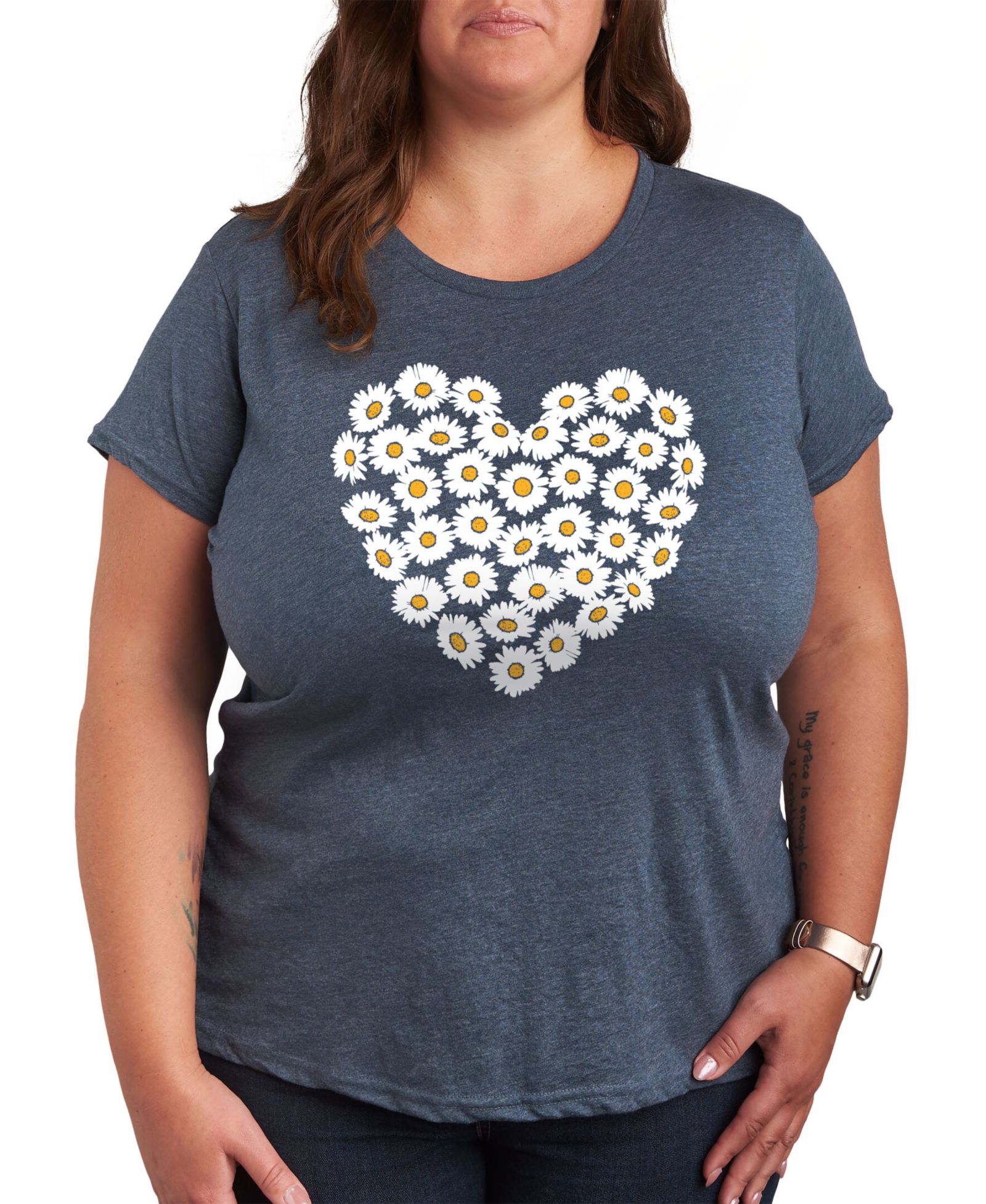 Hybrid Apparel Женская футболка Plus Size Daisy Heart Graphic