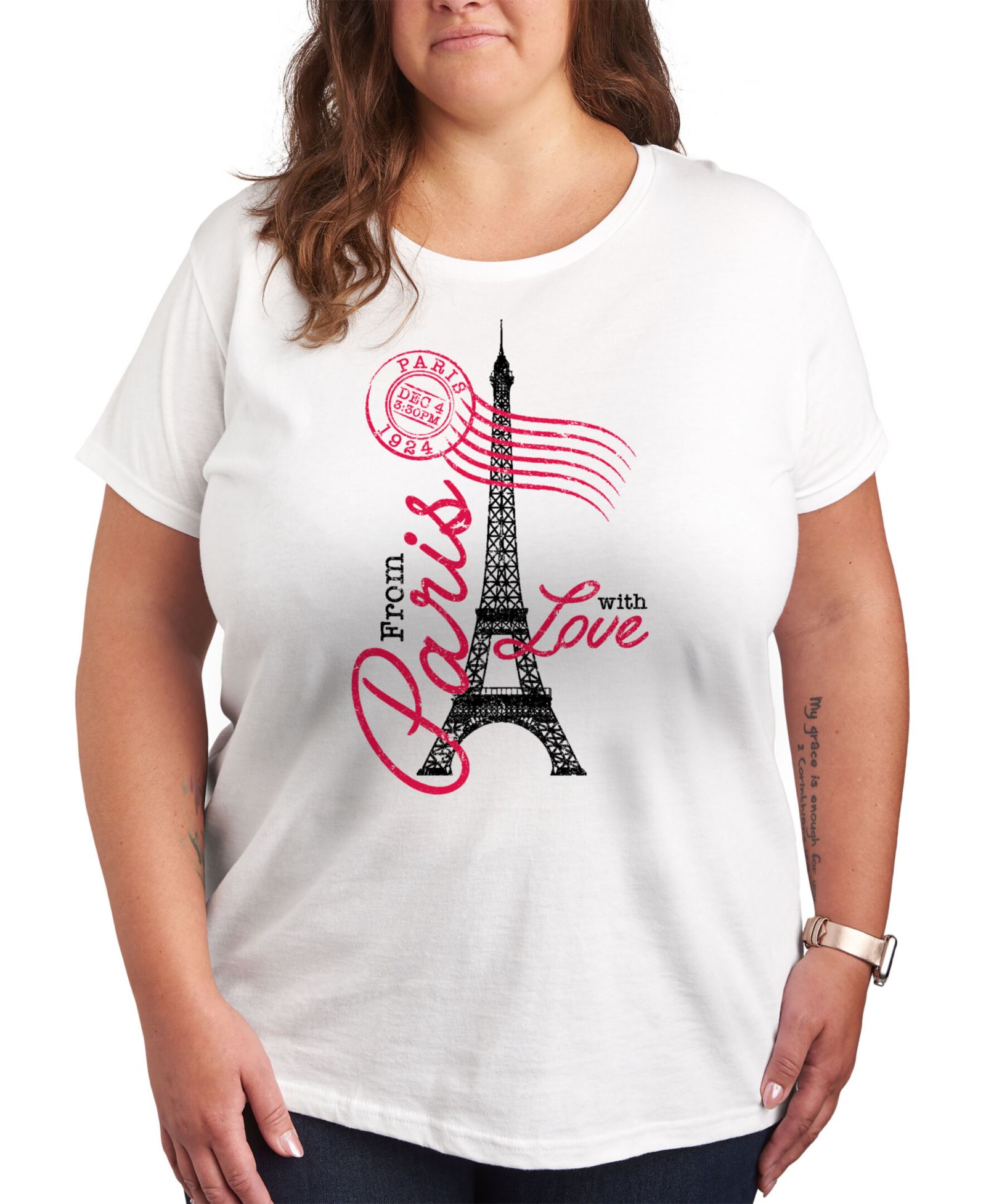 Hybrid Apparel Paris Love Postmark Plus Size футболка с принтом