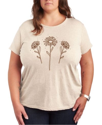 Футболка Hybrid Apparel Trendy Plus Size Flowers Size Graphic Crew Neck