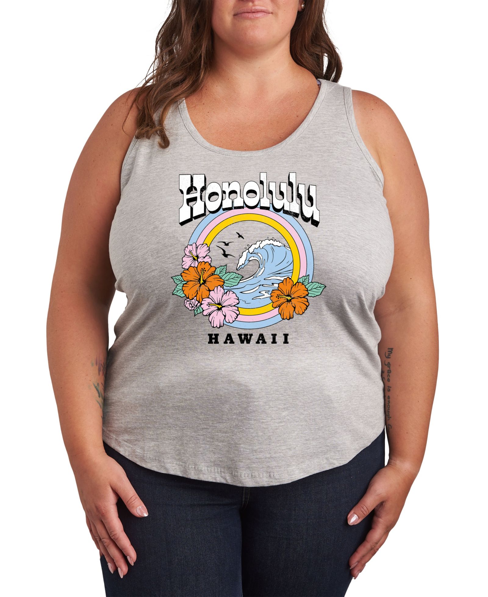 Женский графический майка Plus Size Hybrid Apparel Honolulu Hawaii