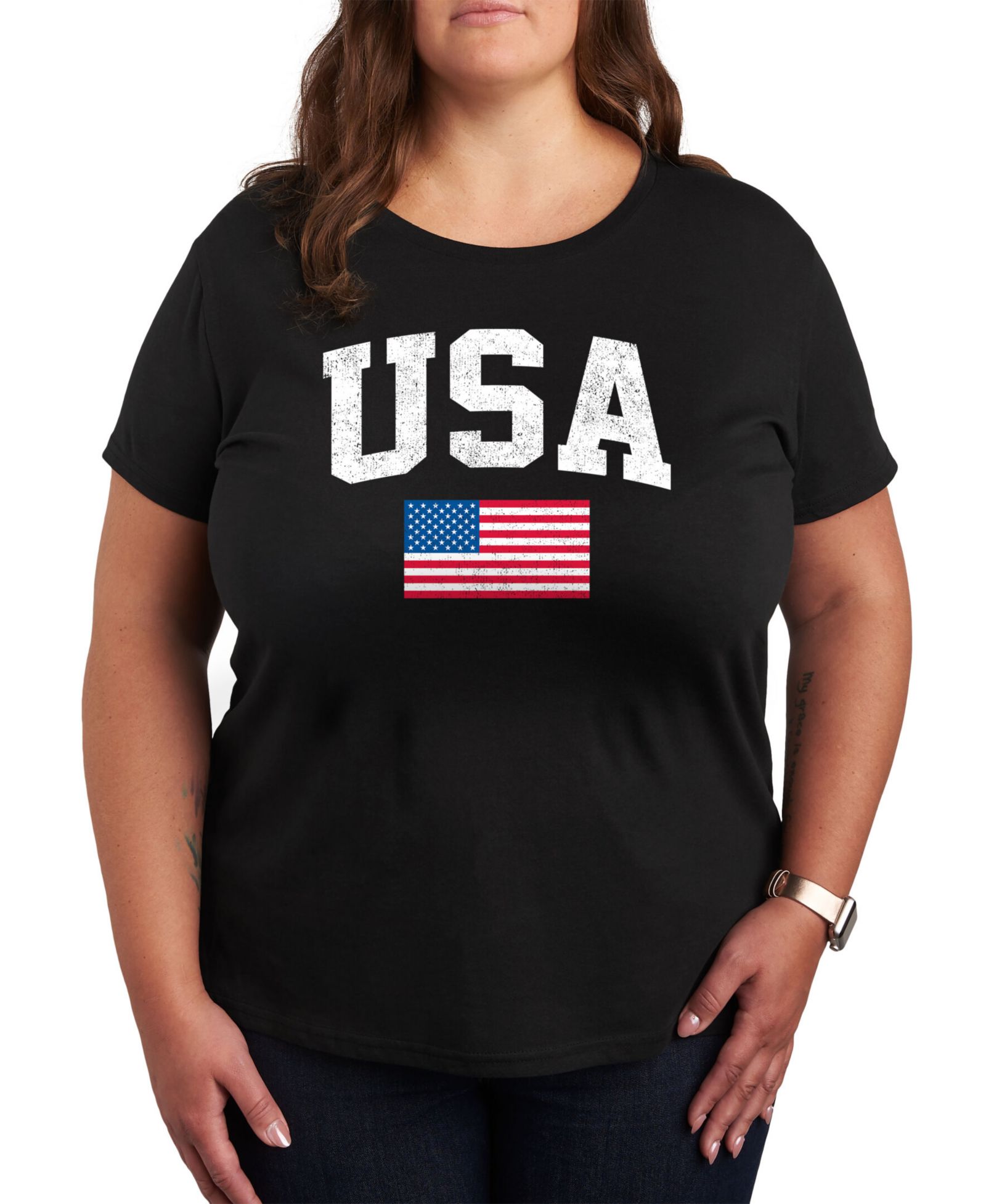 Hybrid Apparel Plus Size футболка с графикой USA Flag