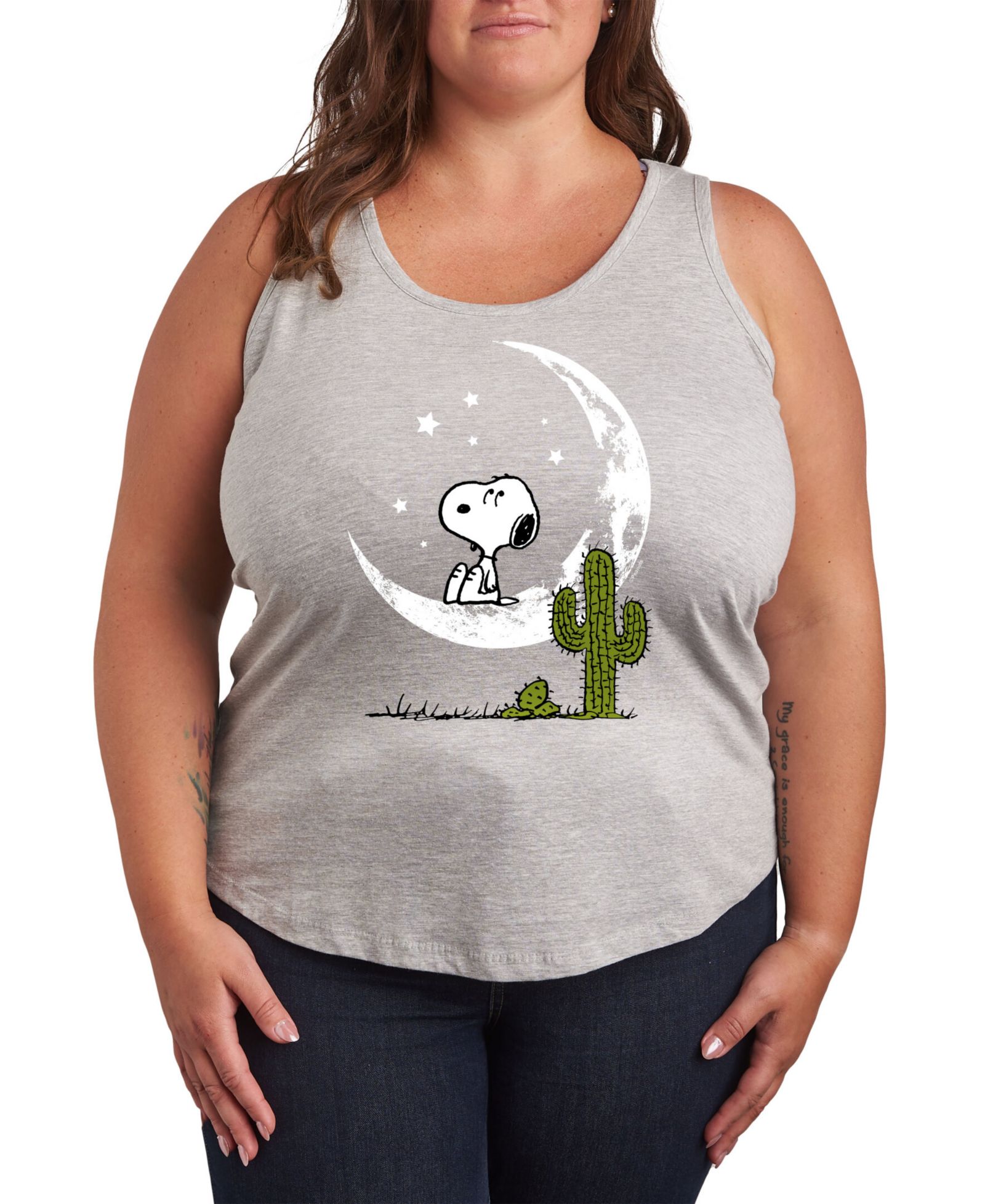 Плюс-сайз графический топ Hybrid Apparel Snoopy Desert On Moon