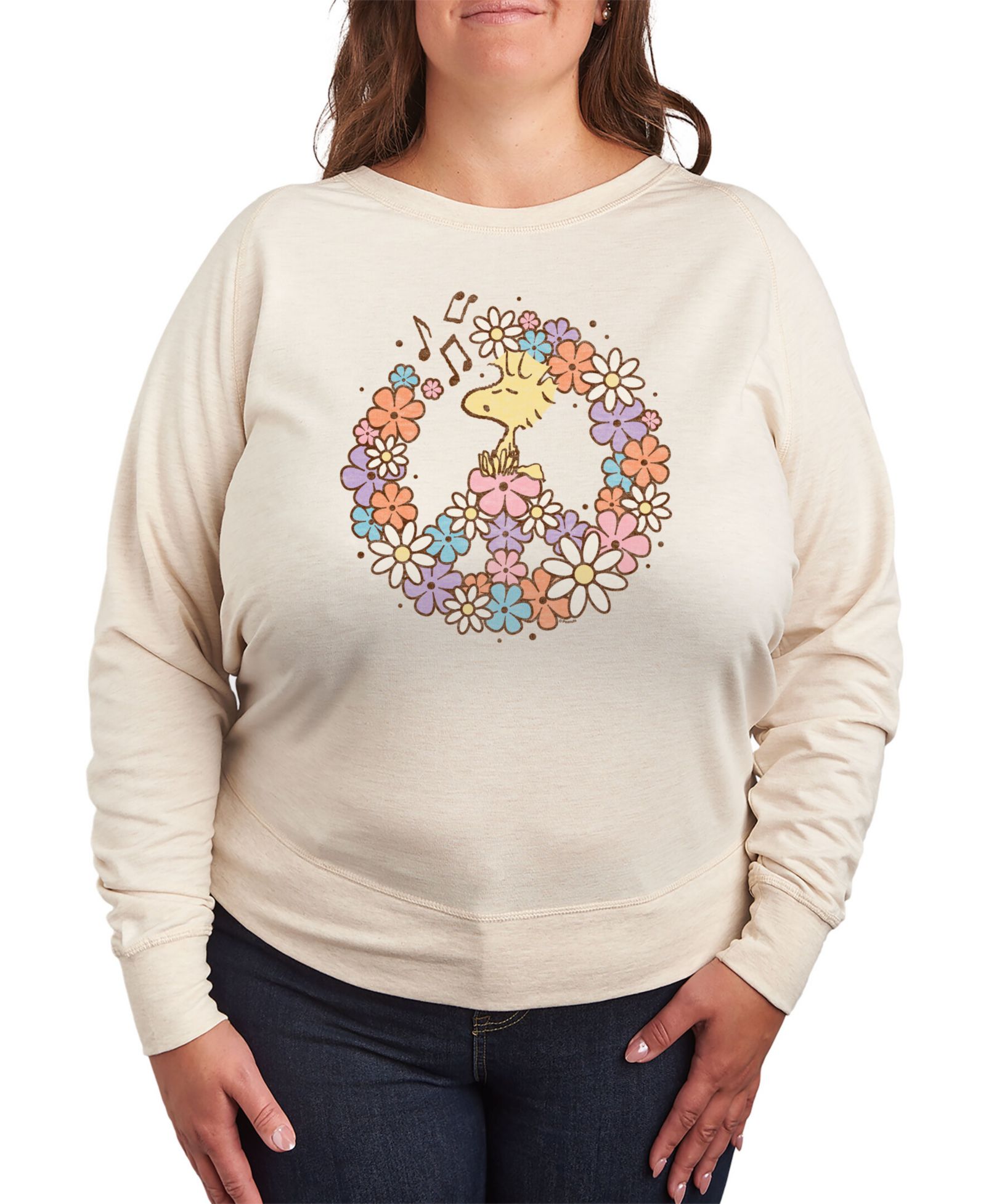 Пуловер Hybrid Apparel Woodstock Floral Peace Sign Plus Size Graphic