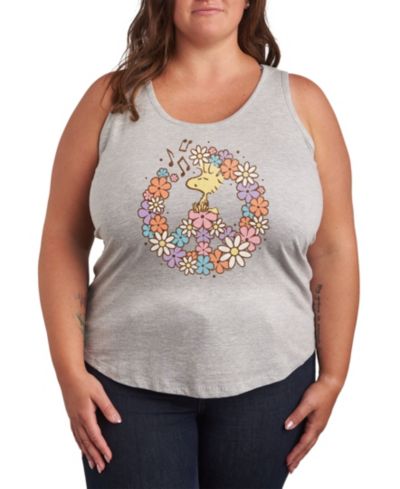 Hybrid Apparel Женский графический топ Plus Size Woodstock Floral Peace Sign