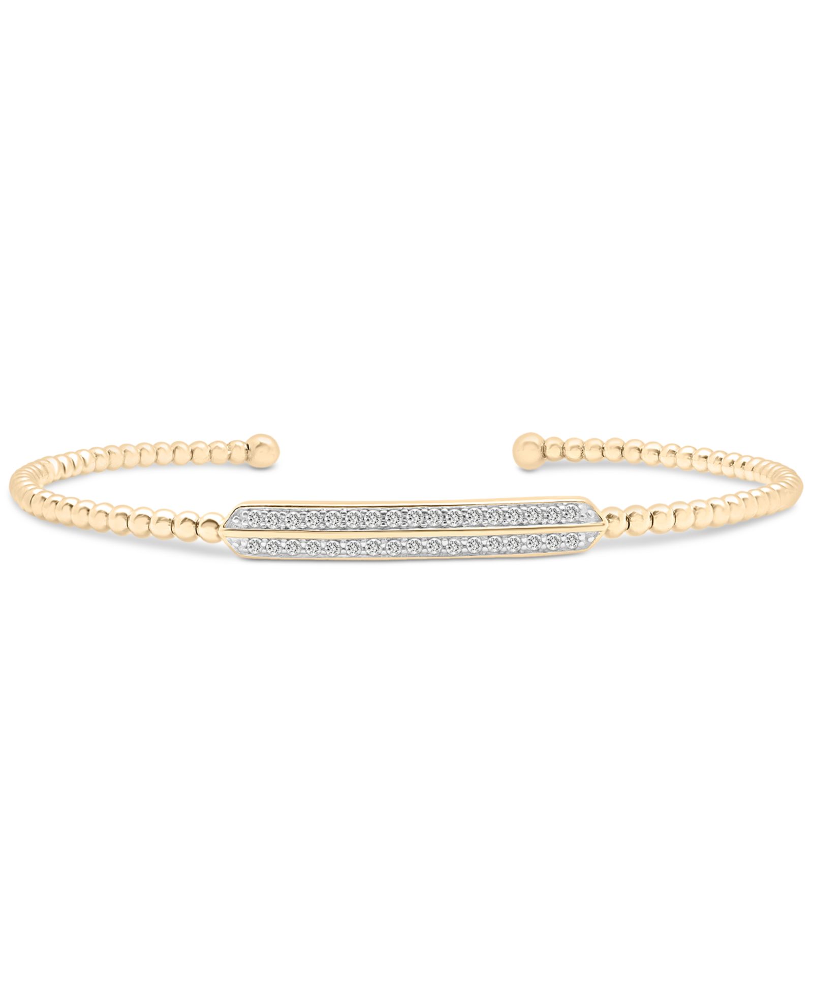 Diamond Bar Cuff Bangle Bracelet (1/5 ct. t.w.) in 14k Gold-Plated Sterling Silver or Sterling Silver, Created for Macy's
