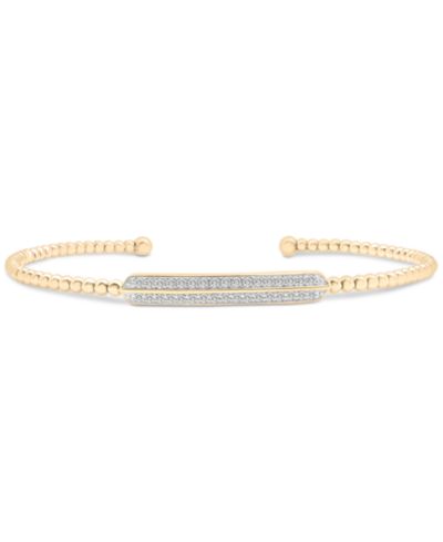 Diamond Bar Cuff Bangle Bracelet (1/5 ct. t.w.) in 14k Gold-Plated Sterling Silver or Sterling Silver, Created for Macy's