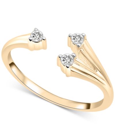 Diamond Three Stone Cuff кольцо (1/10 ct. t.w.) в 10k Gold или 10k White Gold
