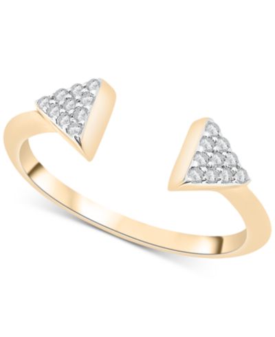 Кольцо Wrapped Diamond Triangle Cluster Cuff Ring (1/6 ct. t.w.) in 10k Gold or 10k White Gold